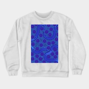 Aboriginal Art - The River Around Us Blue Crewneck Sweatshirt